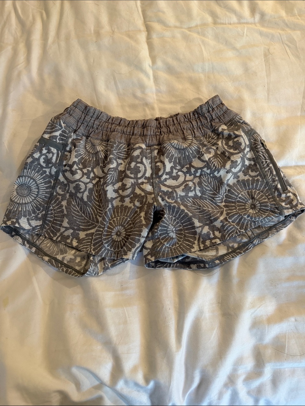 lululemon athletica Gray Floral Pattern Athletic Shorts